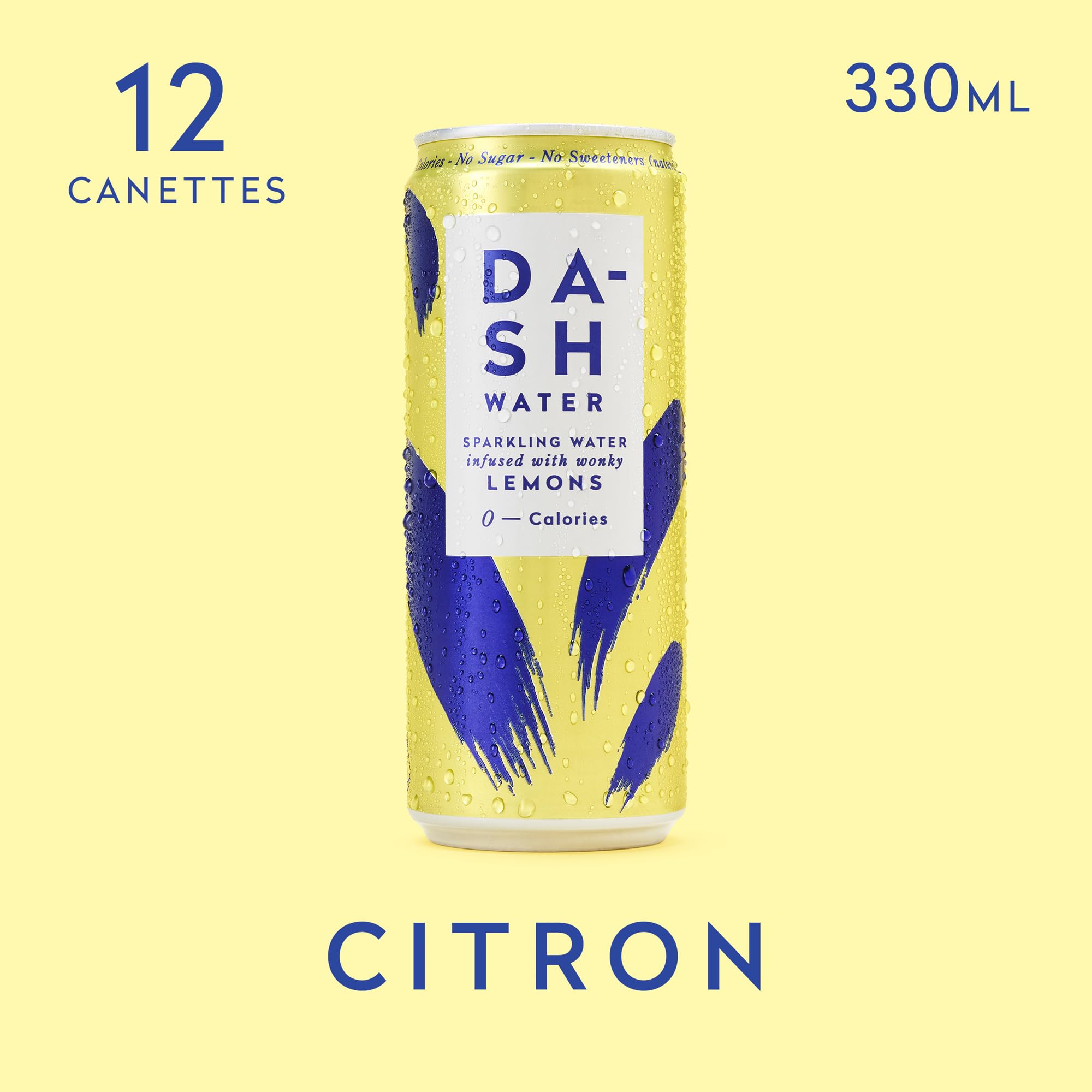 DASH WASSER Zitrone - 12 x Sprudelwasser mit Zitronengeschmack - KEIN Zucker, KEIN Süßstoff, KEINE Kalorien - angereichert mit ausgefallenen Früchten (12 x 330ml Dosen) (Packung mit 2)