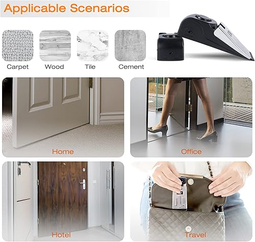 Miniatura 6 de KOVOSCH Paquete de 2 alarmas de tope de puerta, cuña de tope de puerta de seguridad con alerta de intruso de 120 dB, alarma de tope de puerta de