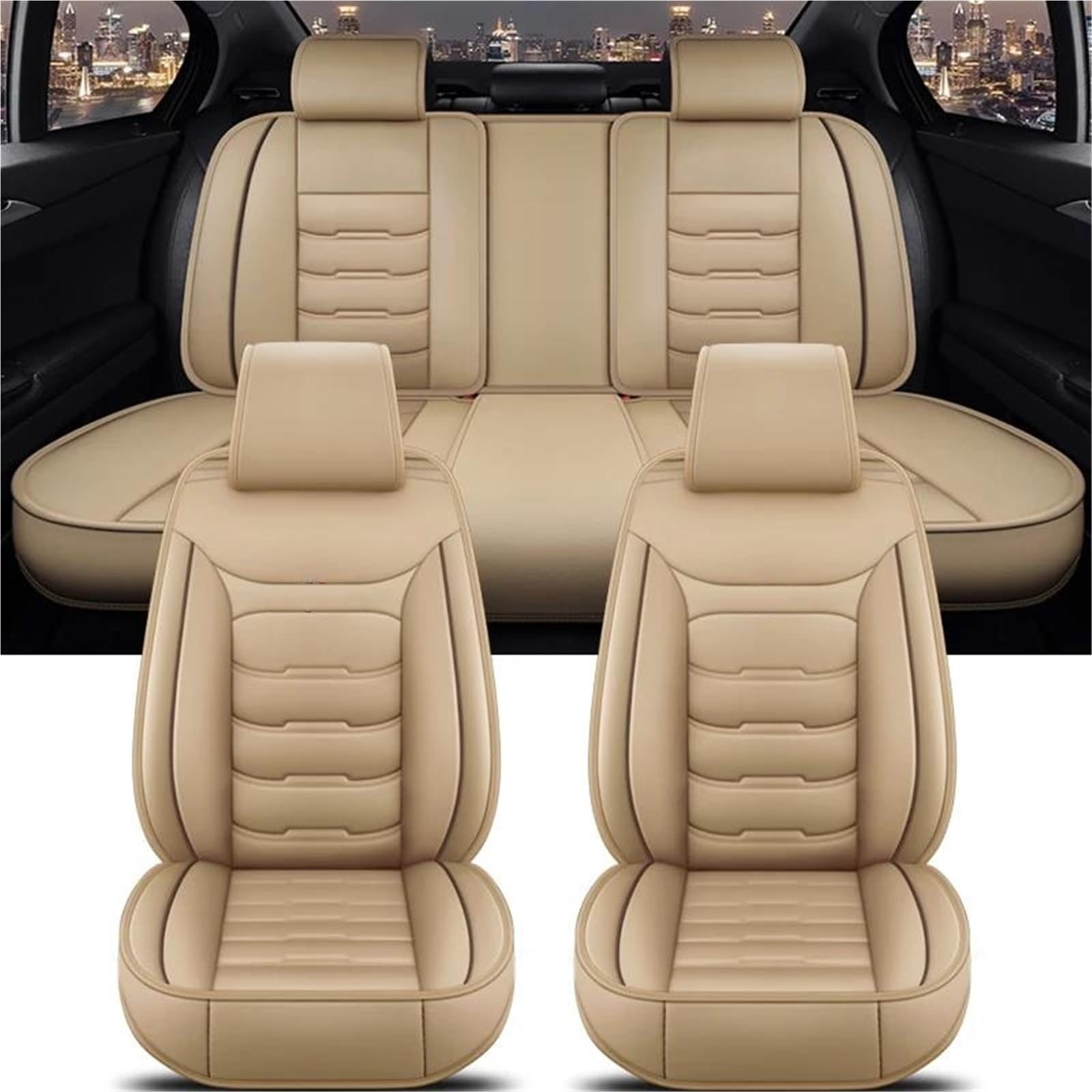 Coprisedile Auto Per Mercedes Per Benz Tutti I Modelli Di Auto GLA CLA CLS GLC GLE GLK GLS CLK SLC SL ML GL Coprisedile Universale Copertura Sedile(Beige 5)
