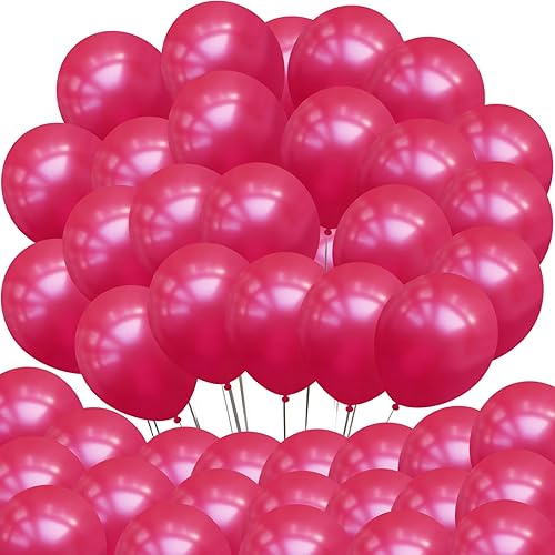 100 globos de látex de 5 pulgadas color fucsia perla de alta calidad, ideal para niños, cumpleaños de adultos, bodas, recepciones, baby showers,
