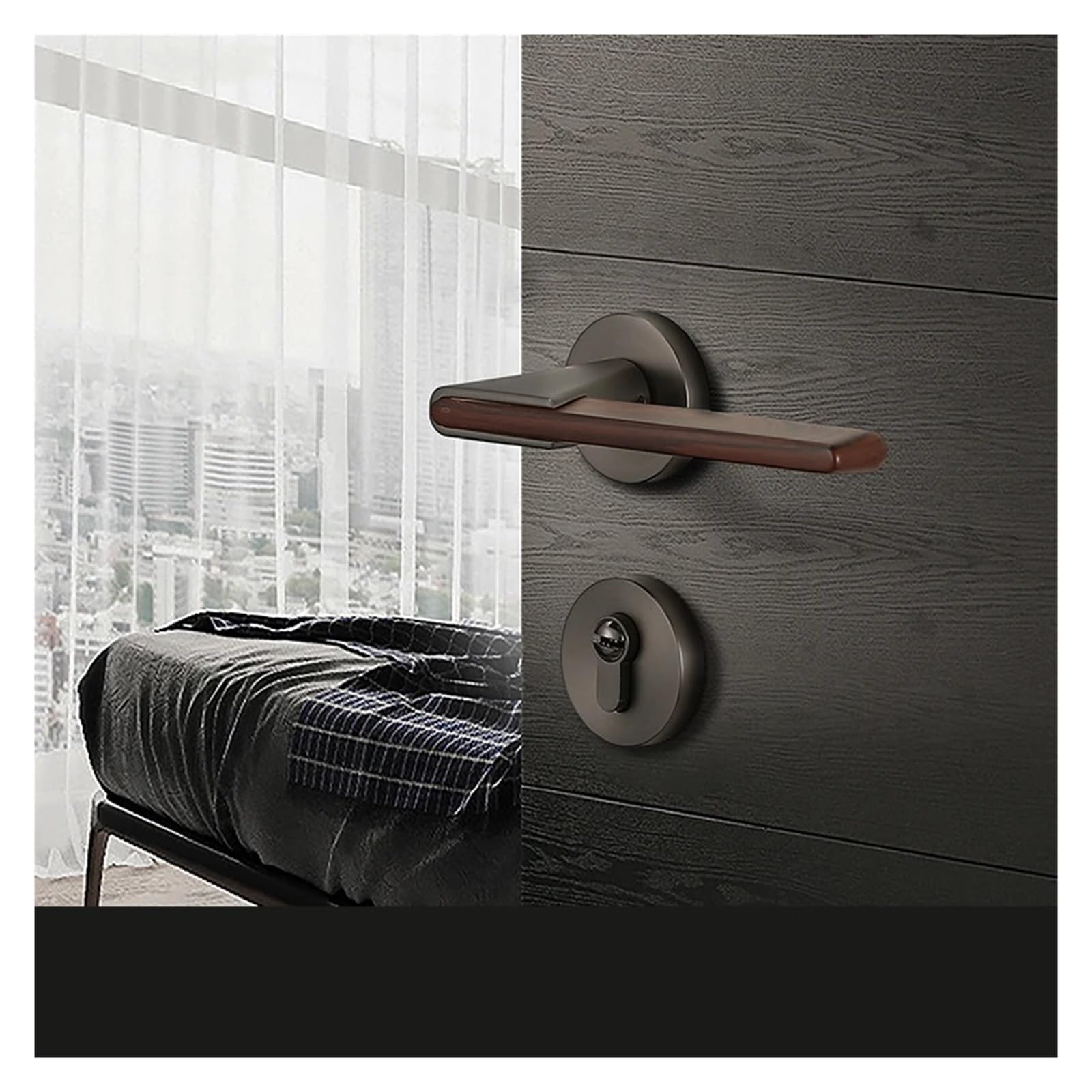Ensemble de serrure porte alliage zinc avec poignée ergonomique et mécanisme silencieux