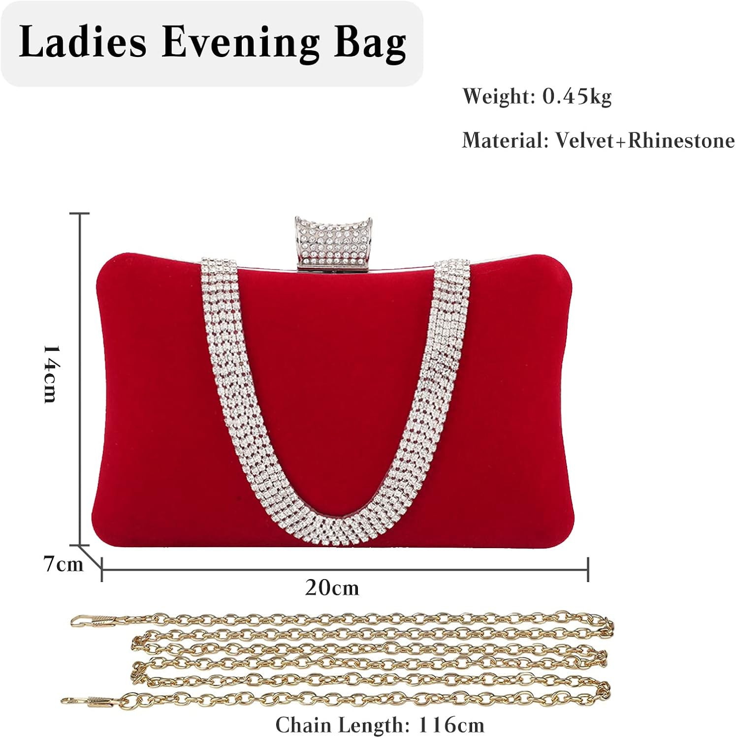 CORIOS Velvet Evening Bag for Women Rhinestone Clutch Bag Sparkly Handbag