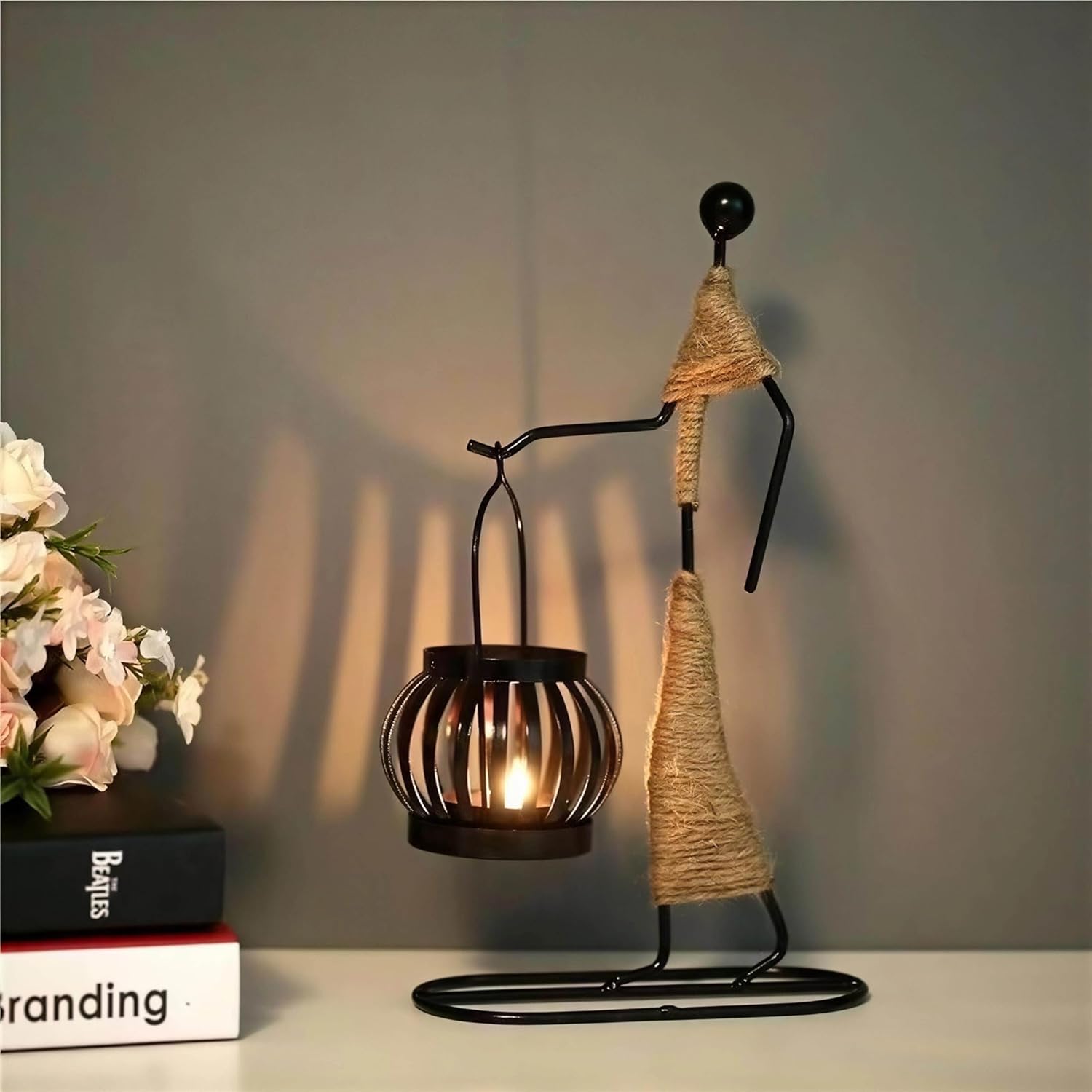 Iron Candlestick Holders for Table Centerpieces, Set of 2, Handmade Decor for Home, Restaurant, Hotel (2 pcs (D+G))