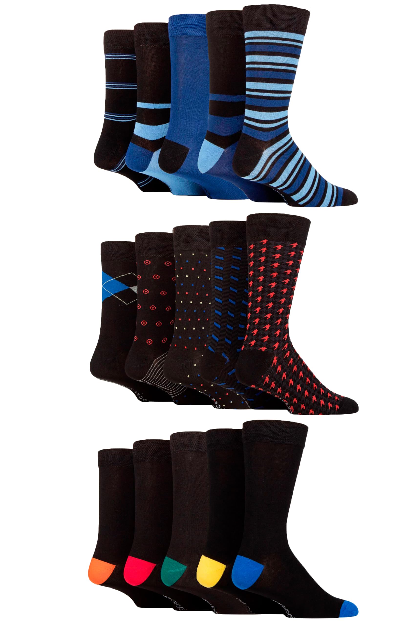 Sockshop Men's Midnight Suit Soft Bamboo Socks - Breathable & Cooling In Many Patterns And Colours In Size 7-11 In A 15 Pair Multipack 7-11