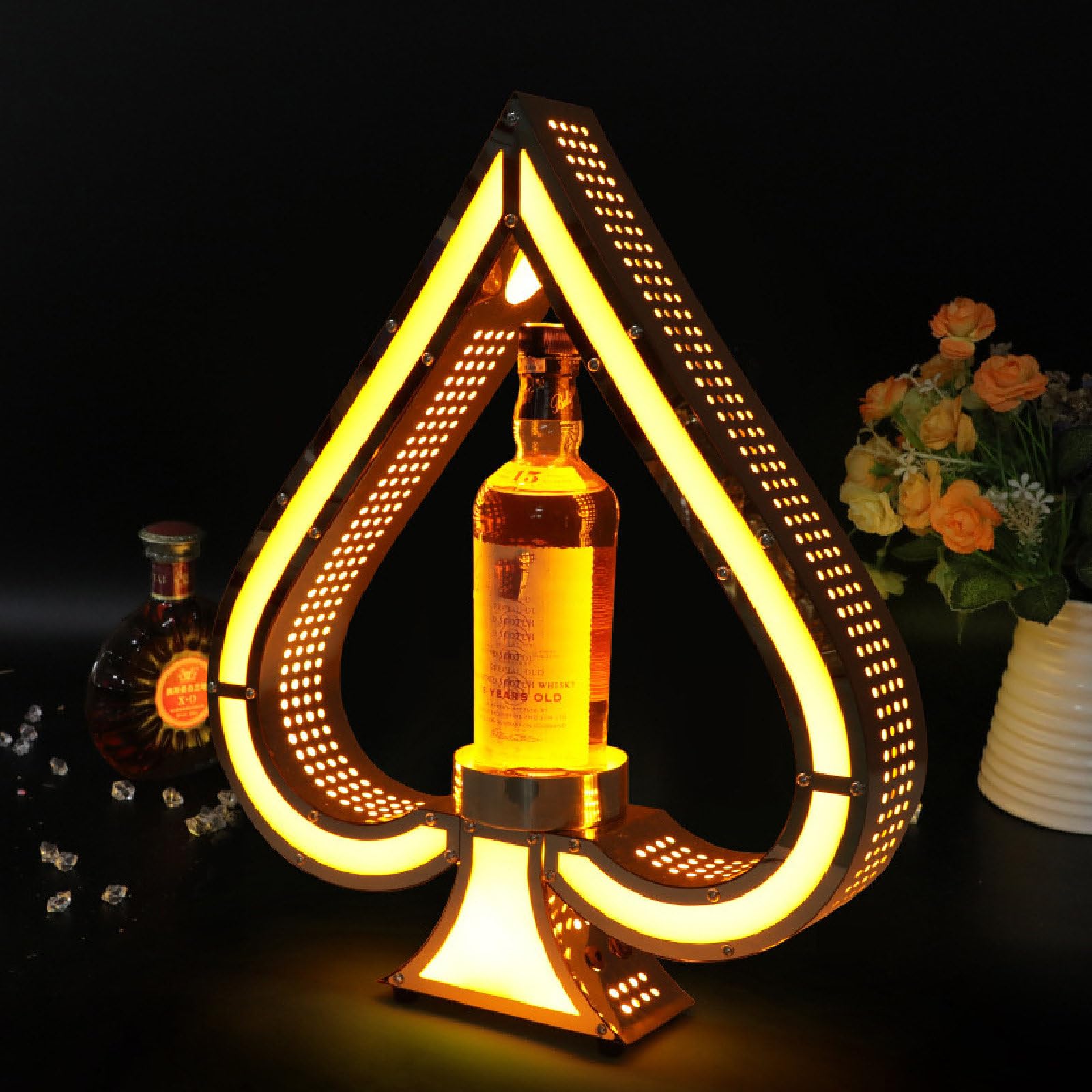 Eoweiot Led Lighted Liquor Bottle Display Shelf,Ace Of Spades Champagne Vip Bottle Presenter,For Bar/Private Bottle Presenterparty Led