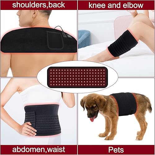 Miniatura 6 de HKE - Terapia de luz roja para cuerpo, cinturón de terapia de luz infrarroja para aliviar el dolor, flexible y portátil, 660 nm y 850 nm, envoltura
