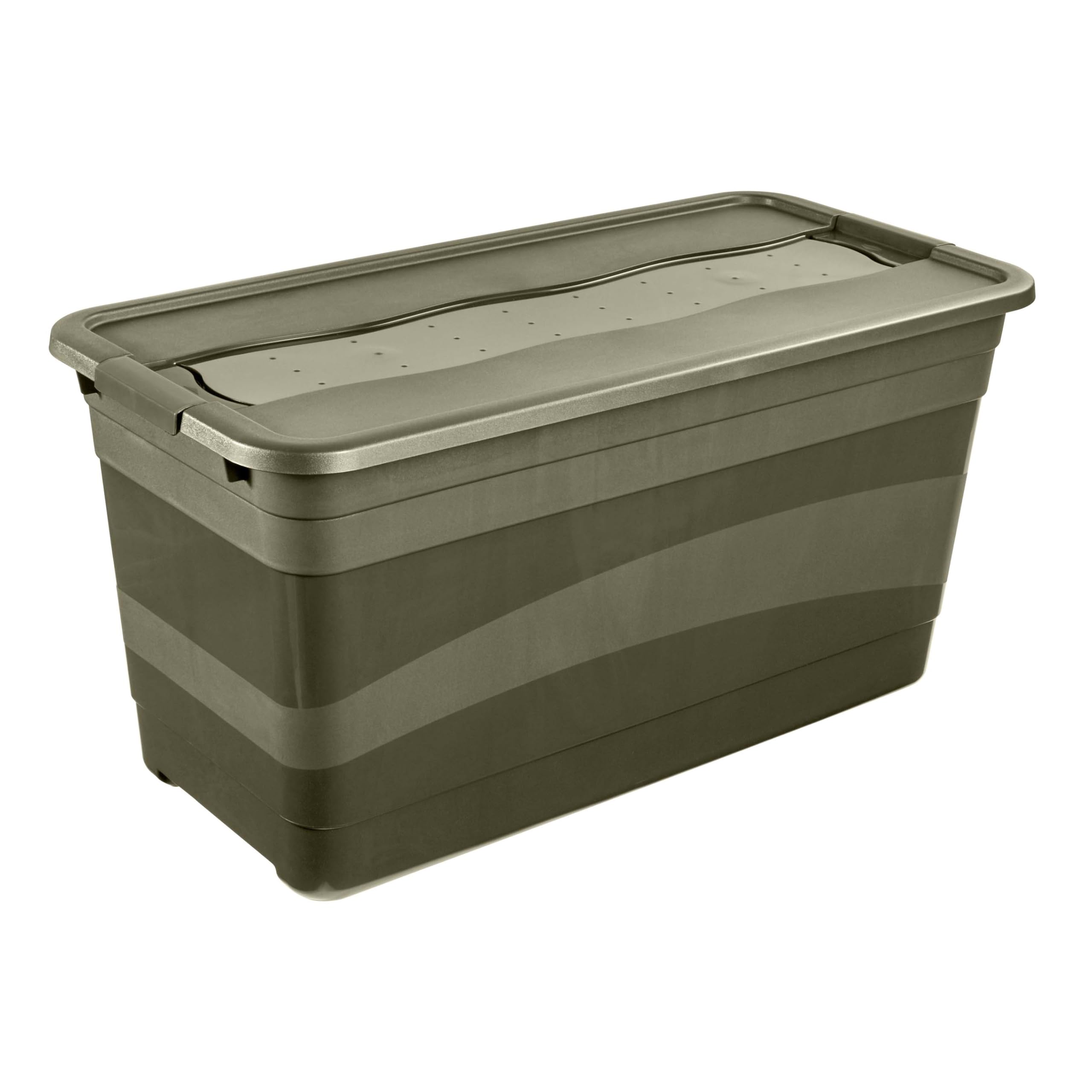 keeeper eckhart transport container with lid and sliding lock, 83 l, extra sturdy, 79.5 x 39.5 x 40 cm, olive green (Olive)