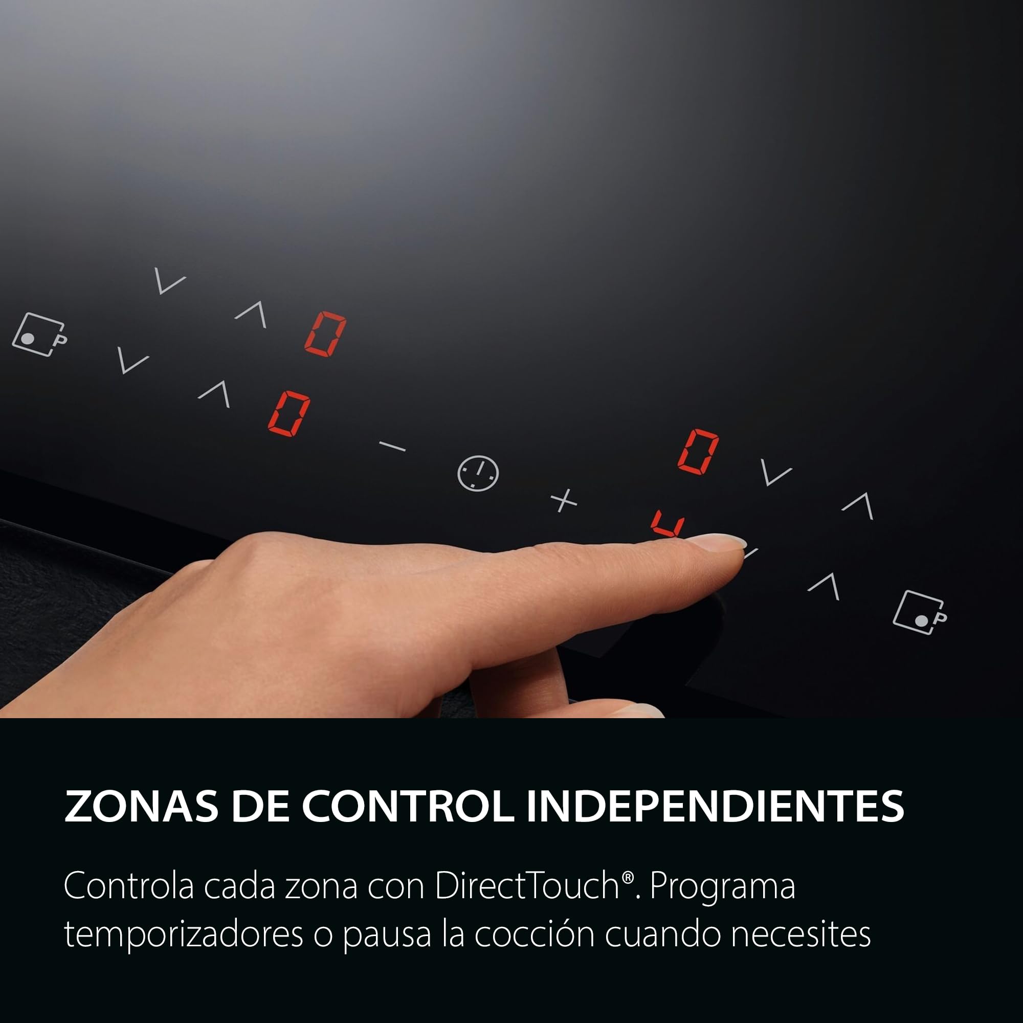 AEG TN63IP0BFB Placa de Inducción, 60 cm, 3 Zonas de Cocción, Sistema Hob2Hood, Función PowerBoost y Pausa, Controles Deslizantes Independientes, Temporizador Individual, Doble Biselado, Negro