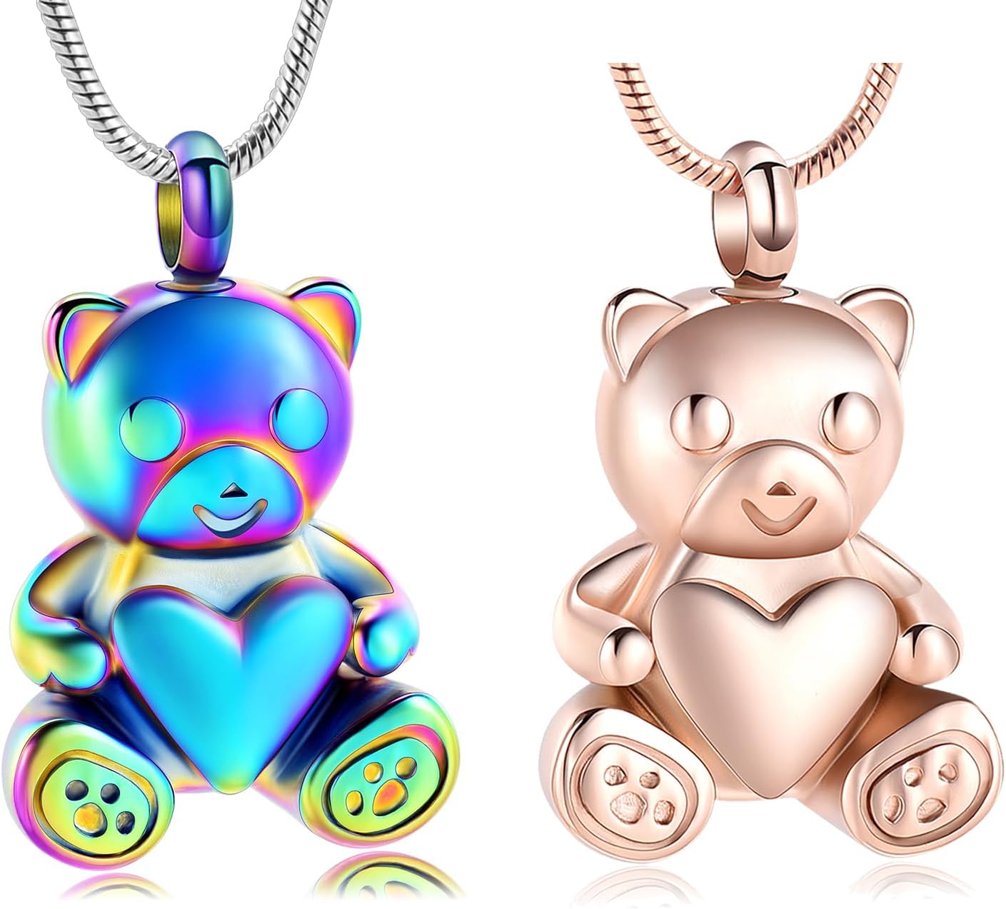 Teddy Bear Urn Necklace for Ashes Cremation Jewelry for Women Men Stainless Steel Memorial Necklaces Ash Holder for Human Pets Keepsake Jewelry for Loved Ones with Fill Tool