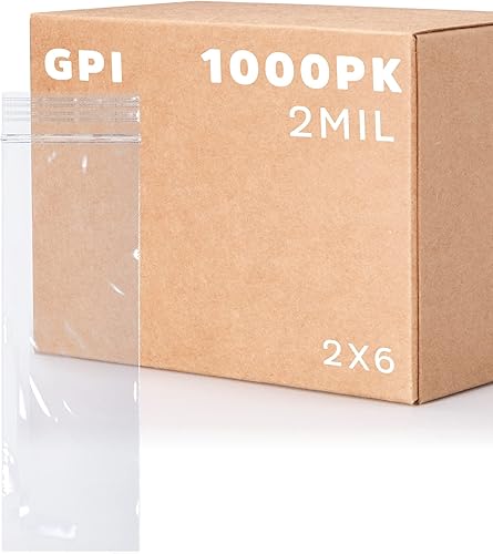 GPI - 1000 unidades - 2 x 6 pulgadas, bolsas de polietileno de plástico transparente con cierre resellable de 2 mil con cierre resellable, para