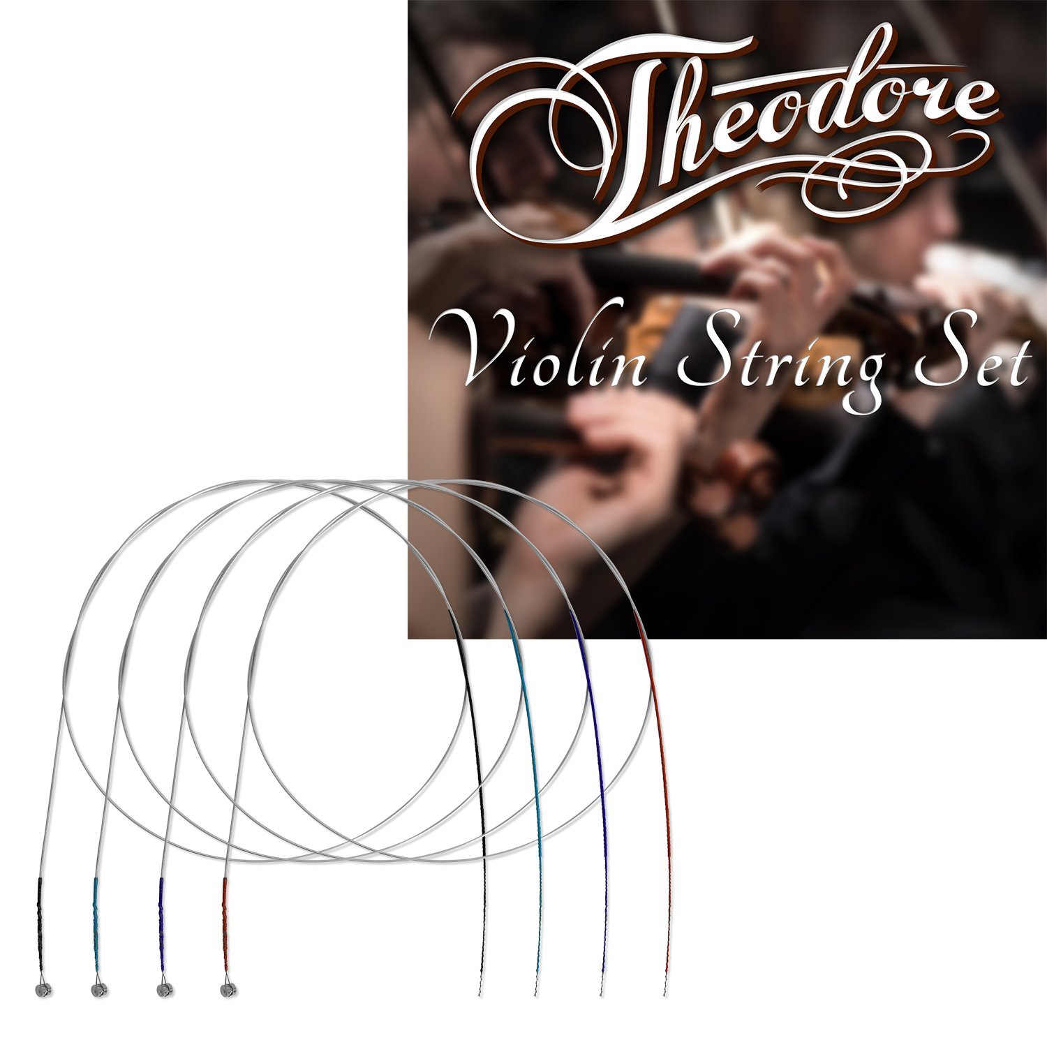 Theodore STA7-VLN Violin String Set - G,D,A, and E Strings - Steel Core, Flatwound with Nickel Silver and Ball Ends