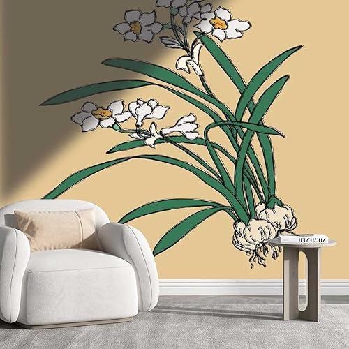 Papel tapiz de cubículo para paredes de tela, papel de orquídea, decoración de pared, se adhiere a un aspecto completamente nuevo (40 pulgadas de