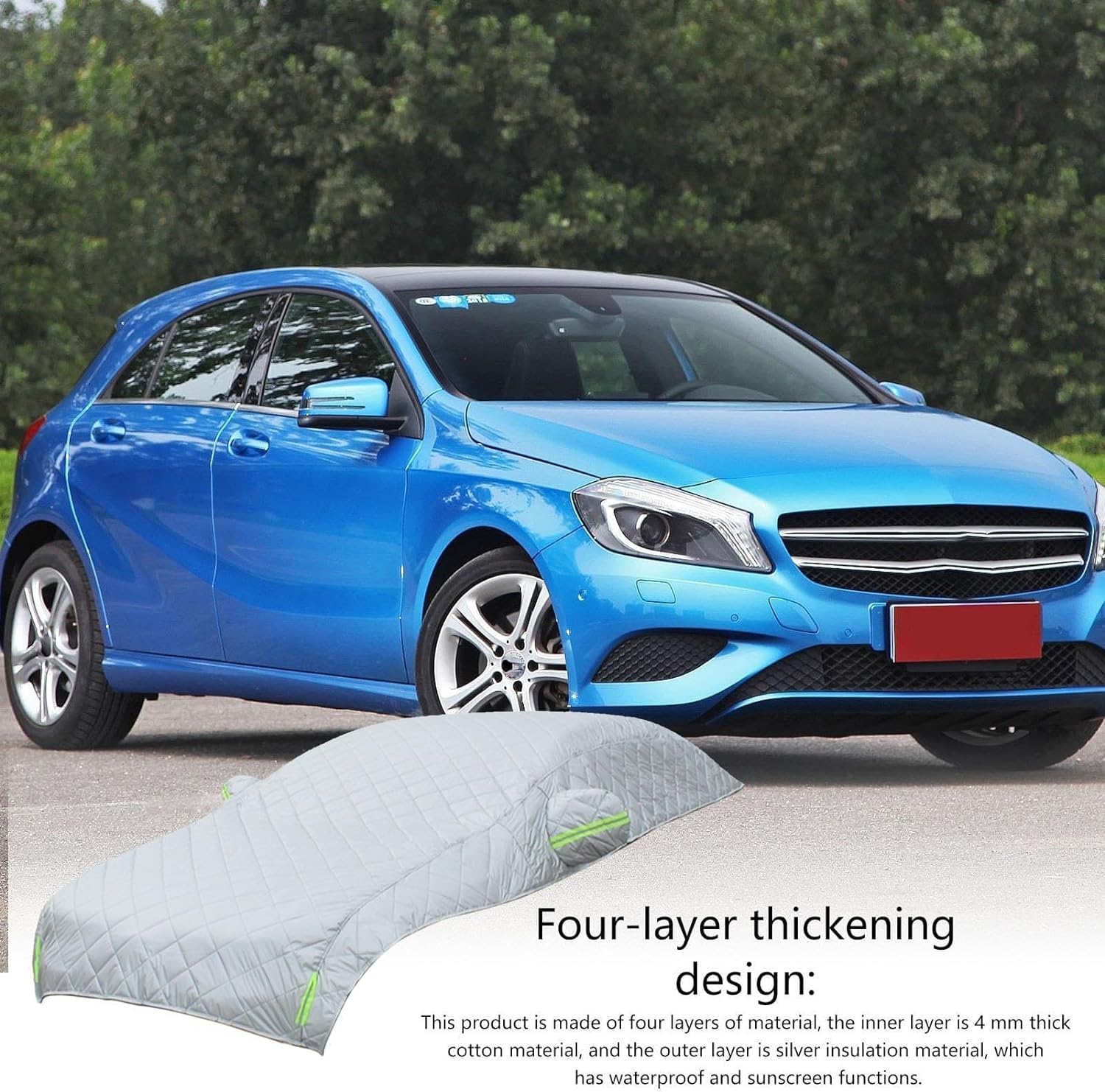 Car cover fully installed on a vehicle