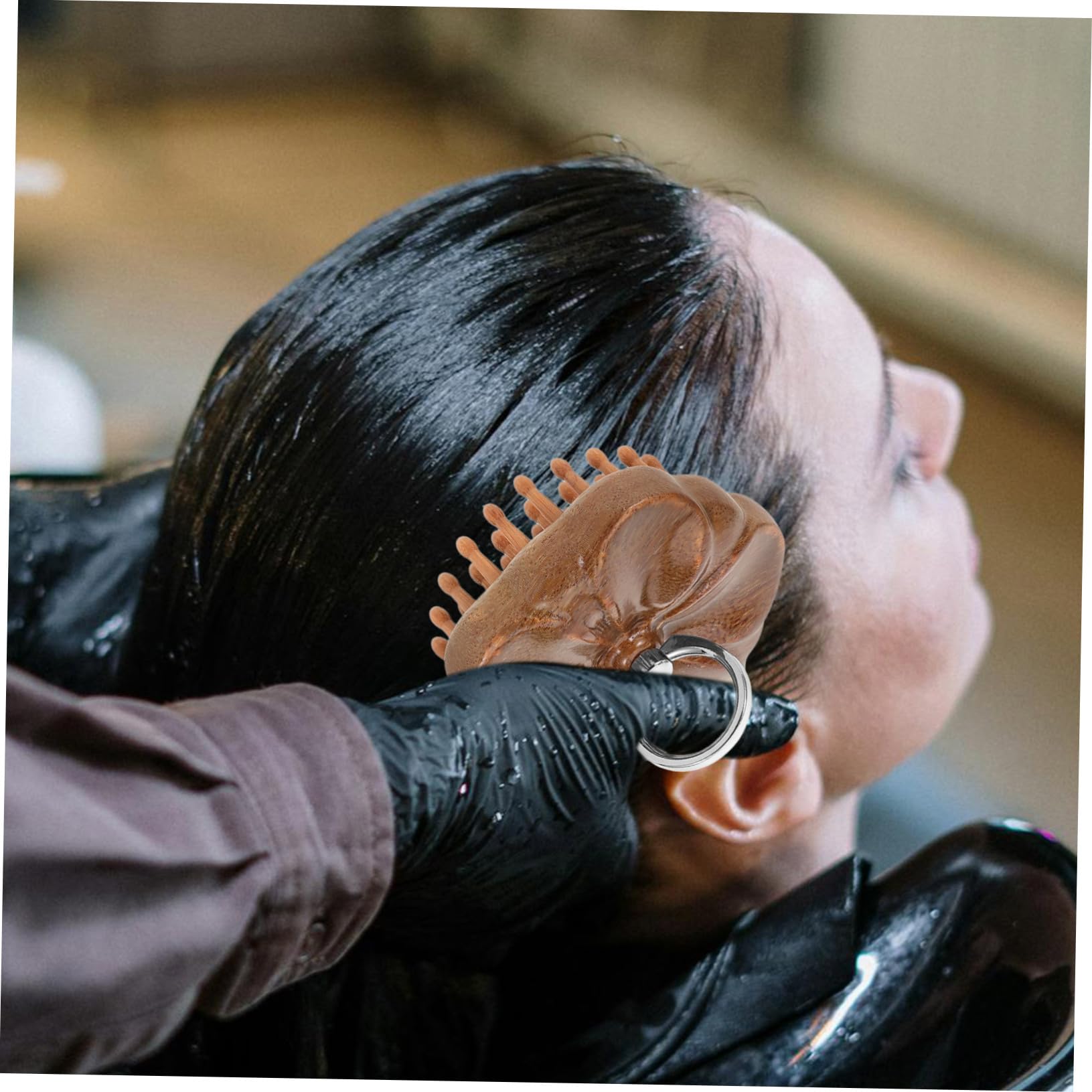 Peine de Masaje de Madera Marrón Textura Fina y Resistencia al Desgaste para Cuidado del Cabello y Masaje del Cuero Cabelludo