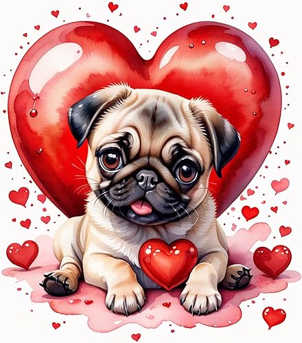 Kits de pintura de diamantes para adultos, kit de arte de diamantes de corazón rojo 5D, lindos animales, taladro completo, redondo, cristal, puntos disponible en Yaxa Costa Rica