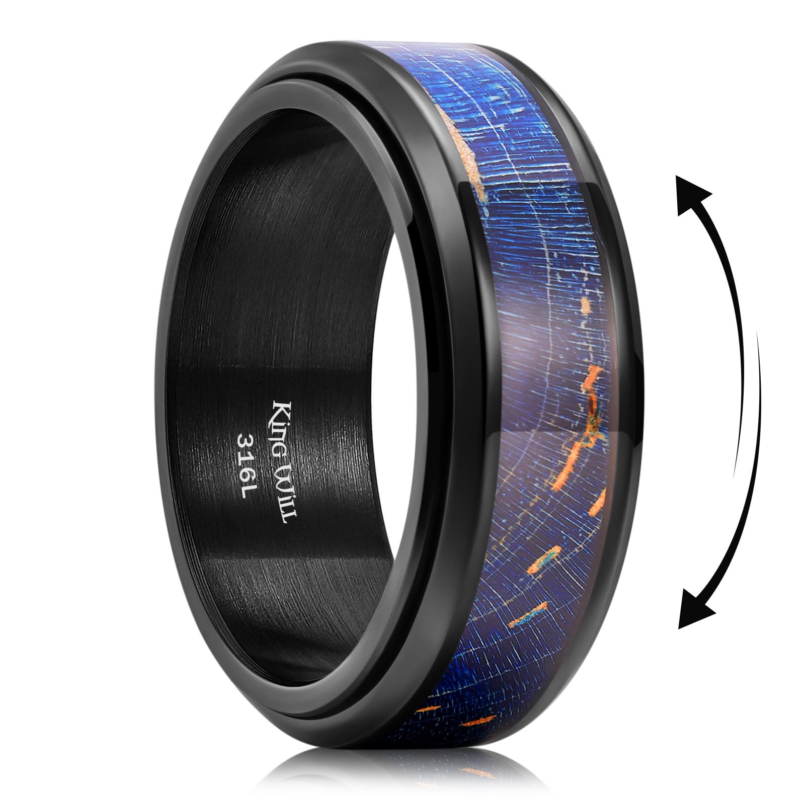 King Will 316L Stainless Steel Spinner Ring for Men Women- 8mm Width Fidget Ring with Dragon/Celtic Knot Pattern, Stress Anxiety Relief Comfort Fit Wedding Band
