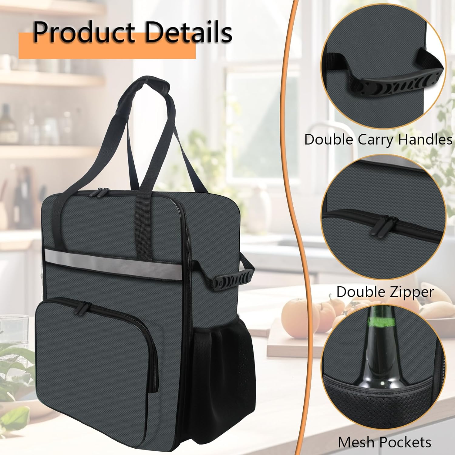 Carrying Bag for Ninja CREAMi Ice Cream Maker, Portable Outdoor Frozen Treat Maker Travel Bag Case Front-Opening Design Ice Cream Machine Bag for Ninja CREAMi Ice Cream Maker NC301/NC501 - Image 3