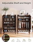 Smart FENDEE Shoe Storage Cabinet with 2 Slatted Doors, 6-Tier Large Shoe Cabinet with Adjustable Shelves, Hidden Entryway Shoe Organizer for Hallway, Foyer, Walnut