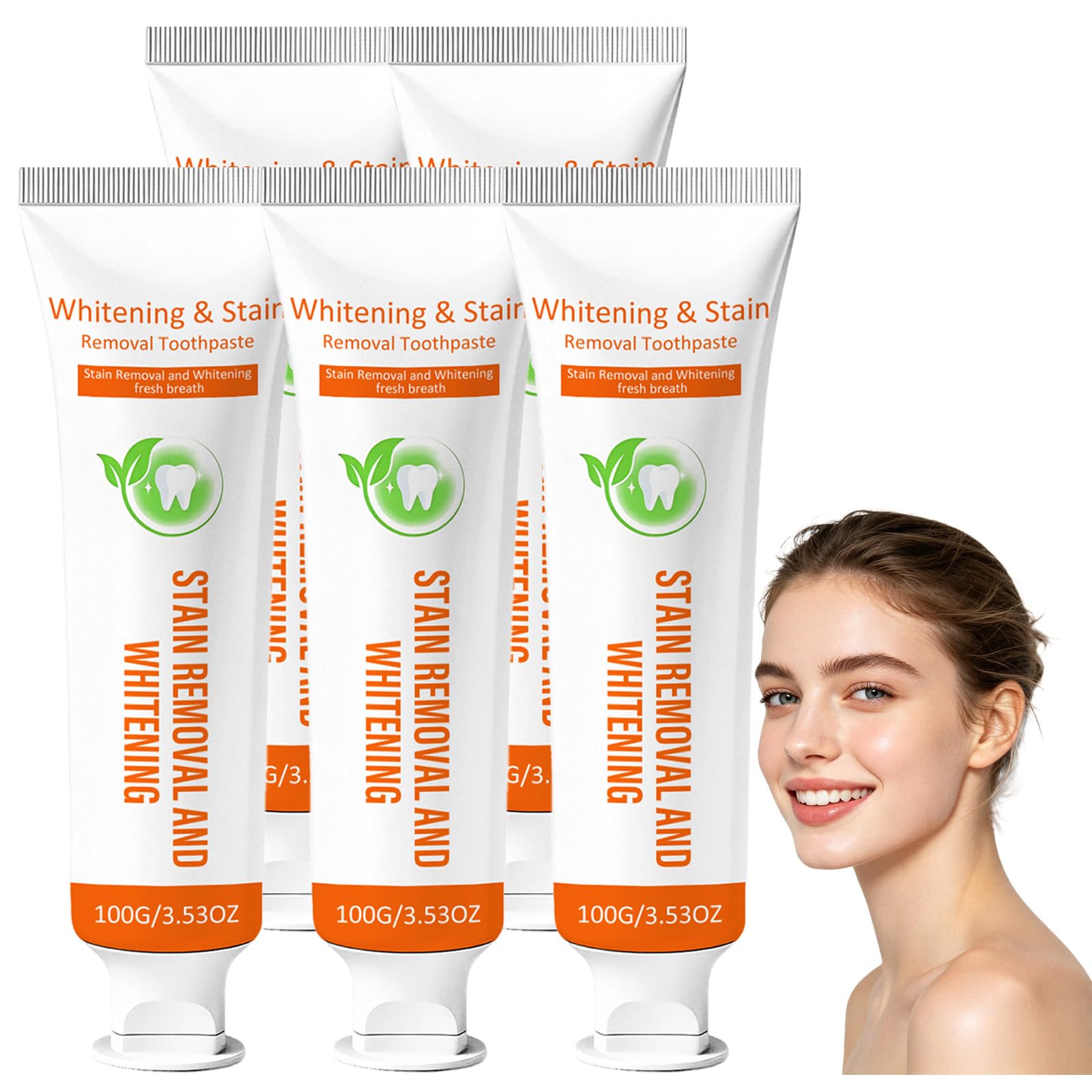 Dentifricio sbiancante e smacchiatore per denti sensibili (5 pezzi) | Dentifricio sbiancante delicato senza fluoruro, delicato sullo smalto e sulle gengive, menta fresca di lunga durata