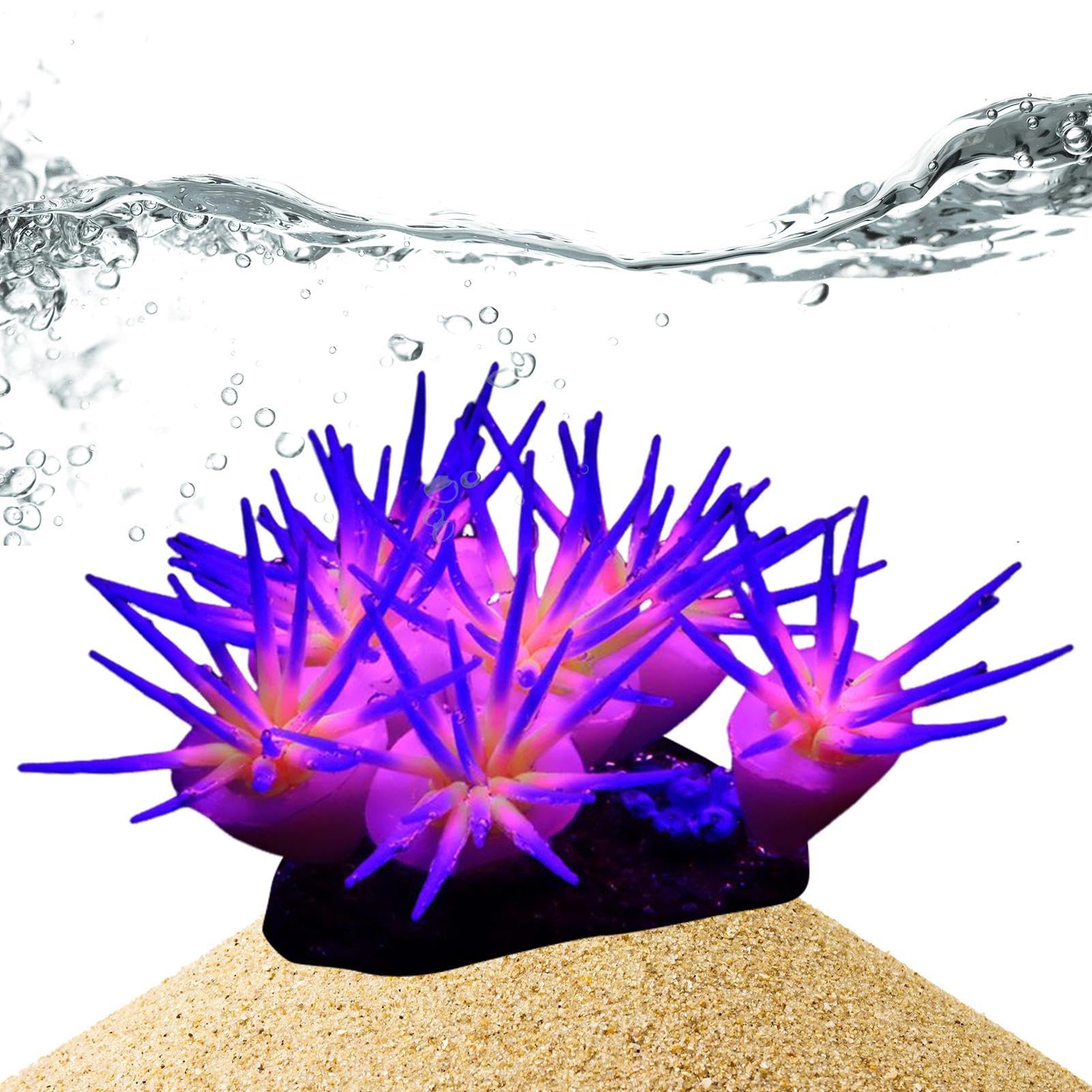 Générique Fish Tank Glowing Coral Ornaments, Silicone Soft Coral Decorations, 3.94x2.36in Artificial Luminous Aquarium Plants, Tank Decor, Suitable for Freshwater