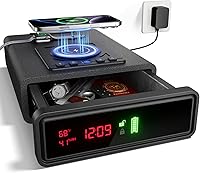 Vista 1 de Caja fuerte biométrica inteligente para armas con carga inalámbrica, 3 cajas de dinero de acceso rápido con huella dactilar, caja fuerte compacta