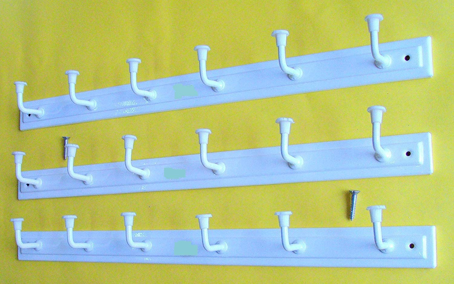 Bhagwati Metal 6 Hook Door/Wall Cloth Hanger with Screws and Nylon Sleeves (White) -Set of 3 (B07YHY1967) Amazon Price History, Amazon Price Tracker