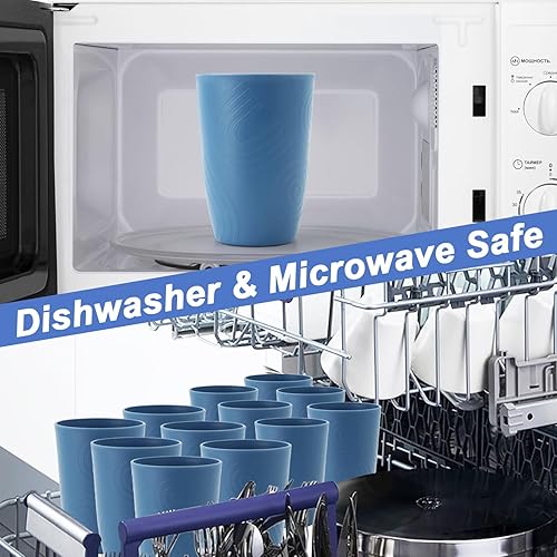 Miniatura 6 de PYRMONT Vasos de plástico reutilizables de 16 onzas con pajita de trigo, juego de 6 vasos irrompibles para niños, vasos para cocina, bebidas, vasos