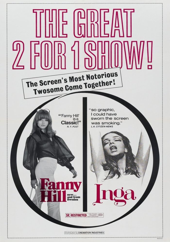 Posterazzi Fanny Hill Inga Swedish Left: Diana Kjaer Marie Liljedahl 1968 Movie Masterprint Poster Print, (11 x 17)