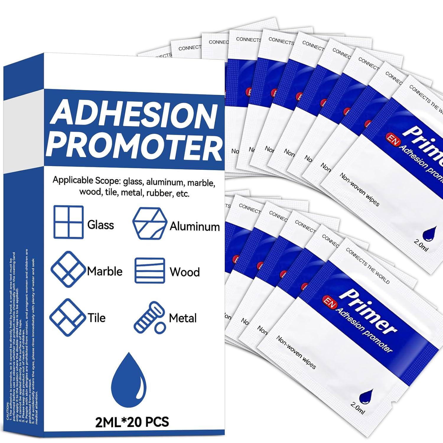 20 Pcs Adhesion Promoter, High Performance Adhesion Promoter for Plastic, Metal and Painted Surfaces, Bonding Enhancer of Acrylic Double Sided Mounting Tape and Automotive Molding Tape