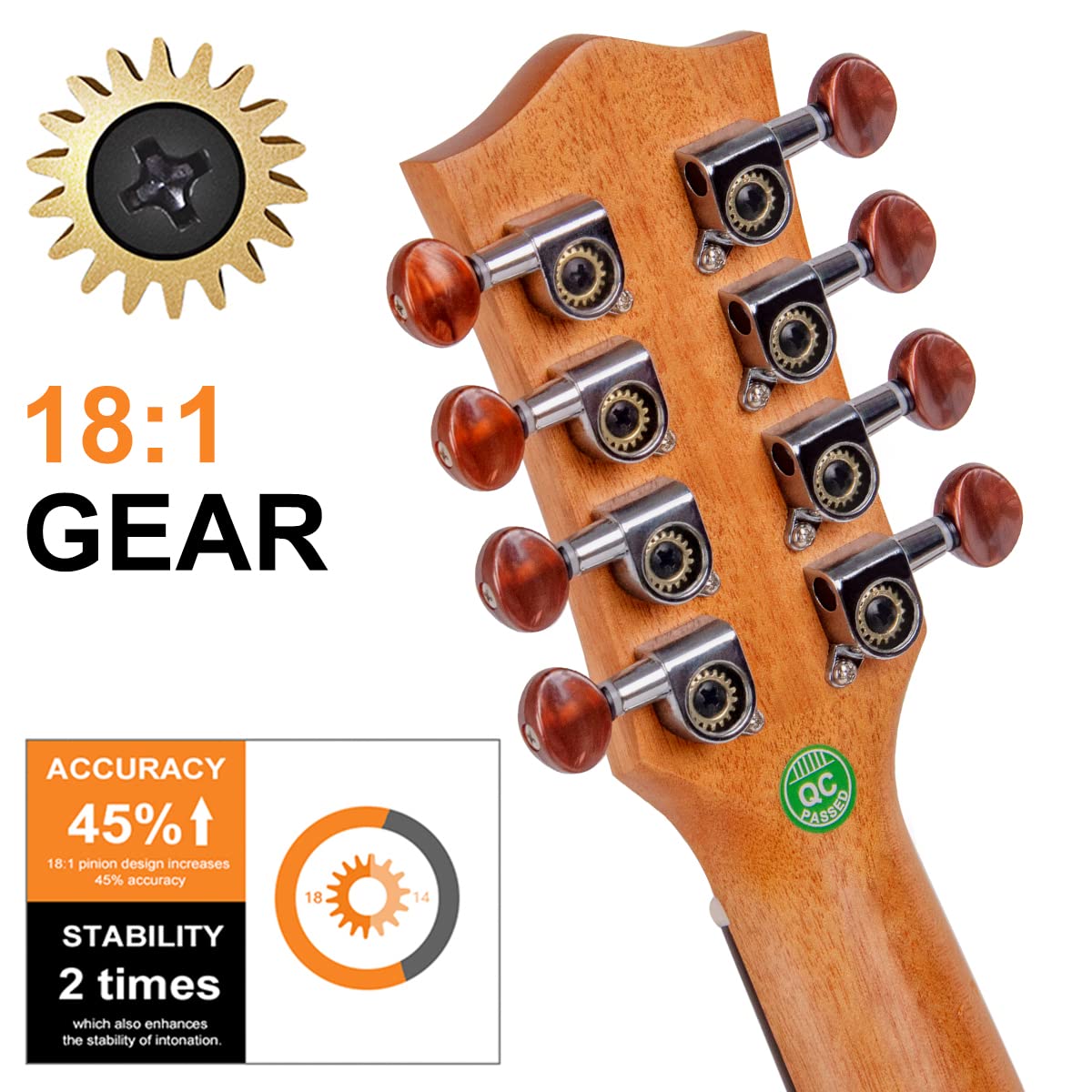 Kmise Tenor Ukulele,8 String Mahogany Wood Musical Instrument for Professionals with Ukelele Picks Gig Bag Strap Replacement Strings - Image 2
