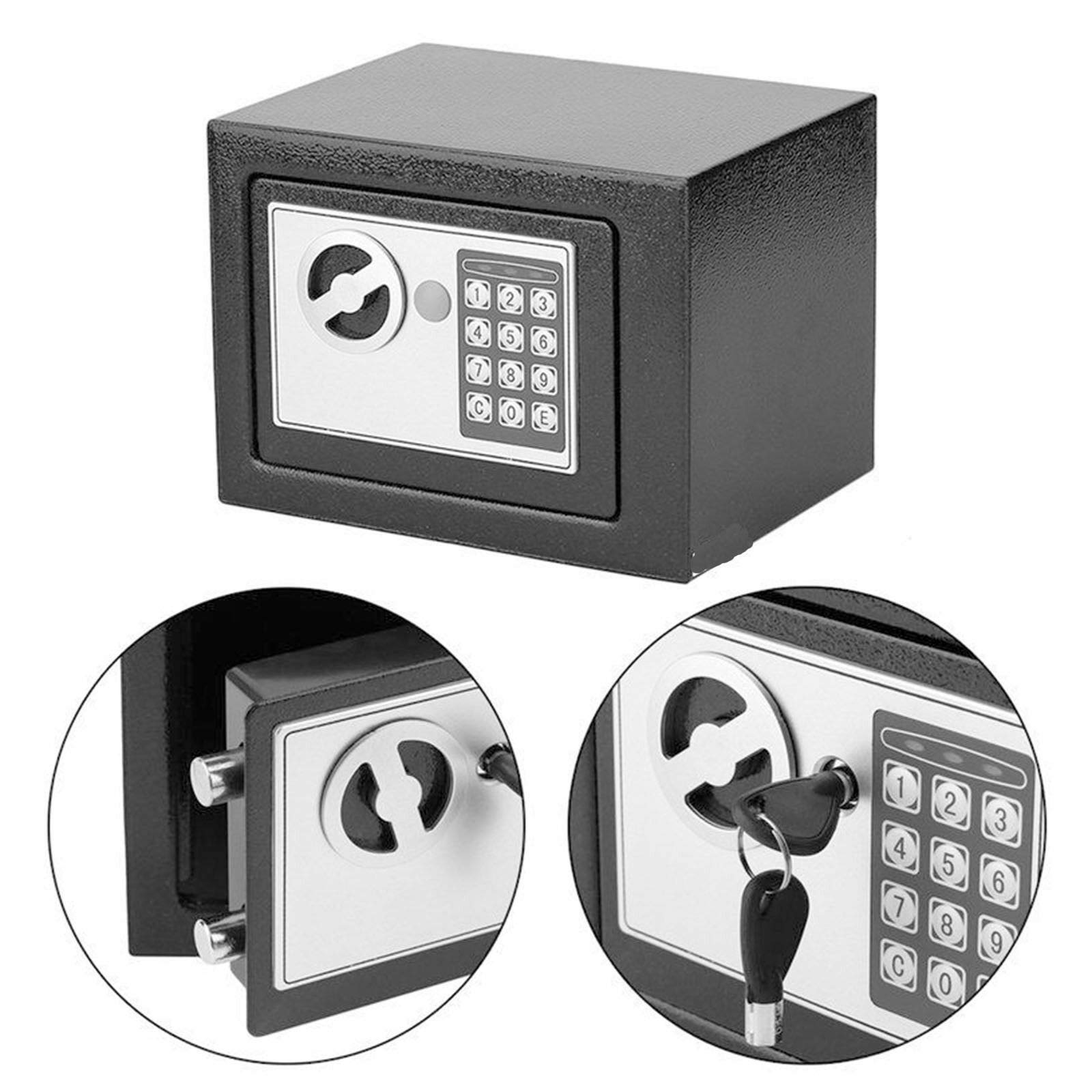 Cassaforte digitale da 4,6 l, in acciaio massiccio, per gioielli, pistole, contanti, oggetti di valore, macchina fotografica, documenti, con tastiera elettronica a 2 tasti, grande, 4,5 l, grigio