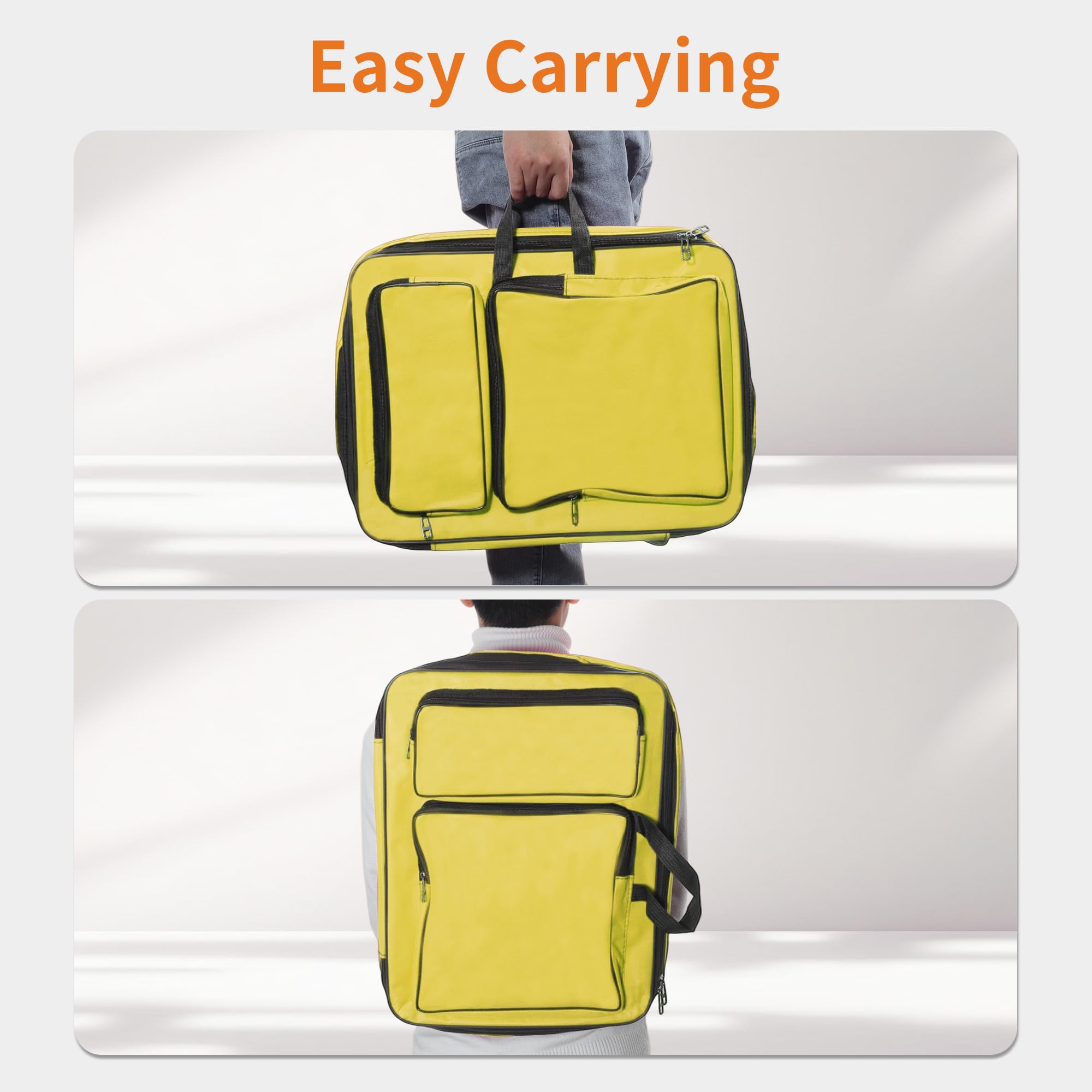 Borsa Per Portfolio Artistico Giallo 1pc Per Trasporto Protezione | Borsa Realizzata In Tessuto Oxford, Dimensioni 50x39 Cm, Tasche Multiple, Spallacci Regolabili, Robustezza E Stile