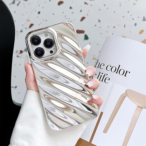 Miniatura 3 de Skyseaco Funda de teléfono compatible con iPhone 13 Pro, diseño de forma de ondulación de agua 3D, protección de lente de cámara, a prueba de