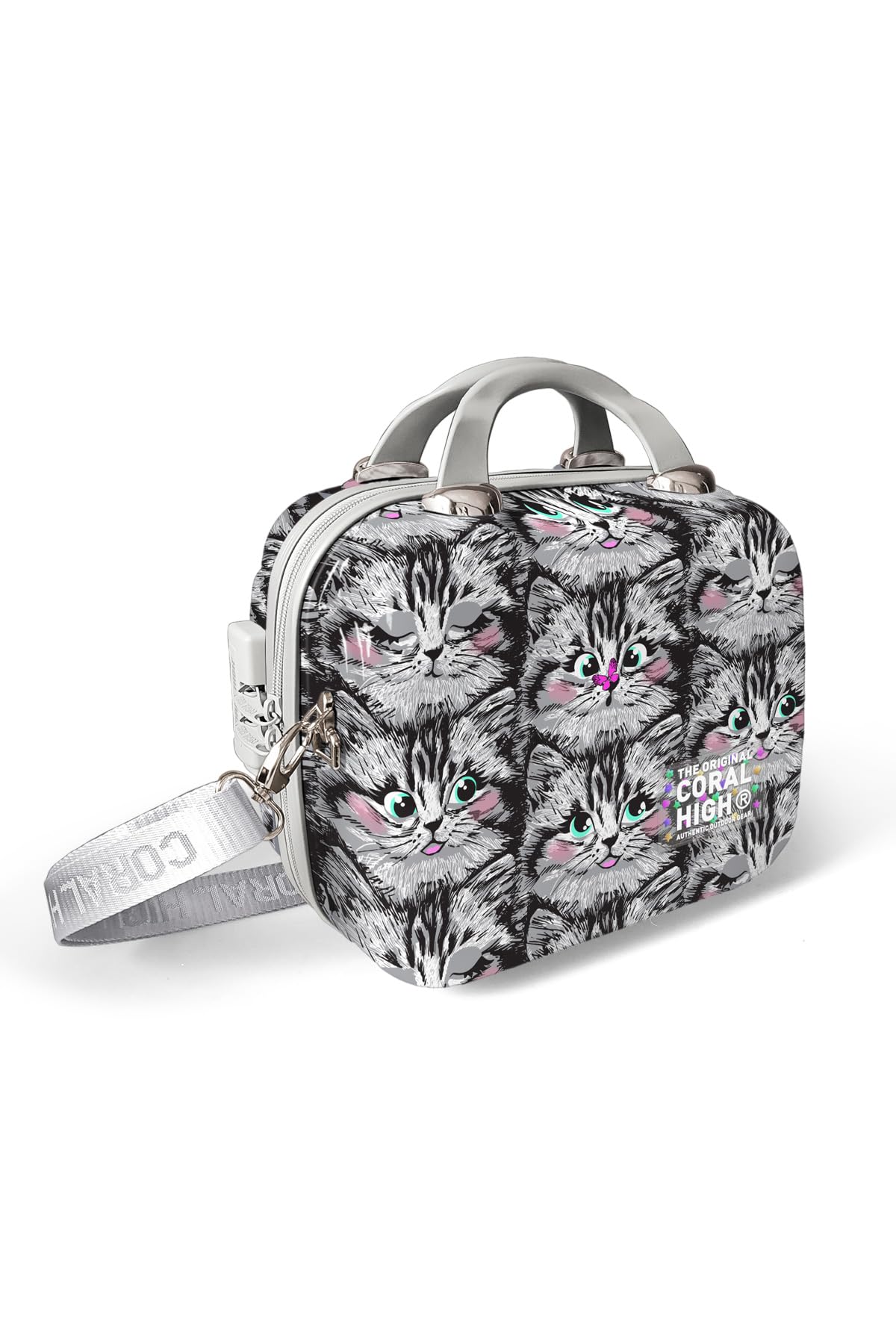 Coral High Kedi Desenli Omuz Askılı PC Makyaj Çantası 16899