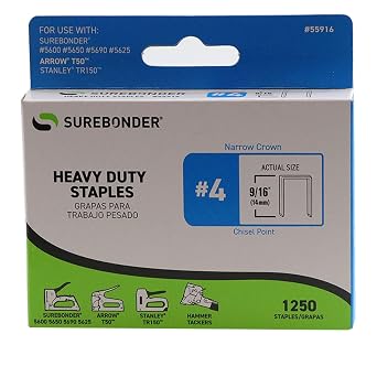 Surebonder 55916 Heavy Duty 9/16-Inch Length Staples, Arrow T50 Type, 1250 Count