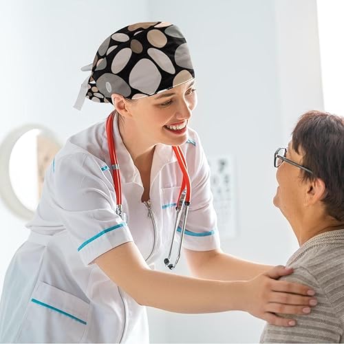 Miniatura 6 de Tropical Flowers & Pineapple Scrub Cap Women Ponytail Adjustable Tie Back Hat Surgical Hat with Bow Hair Scrunchy