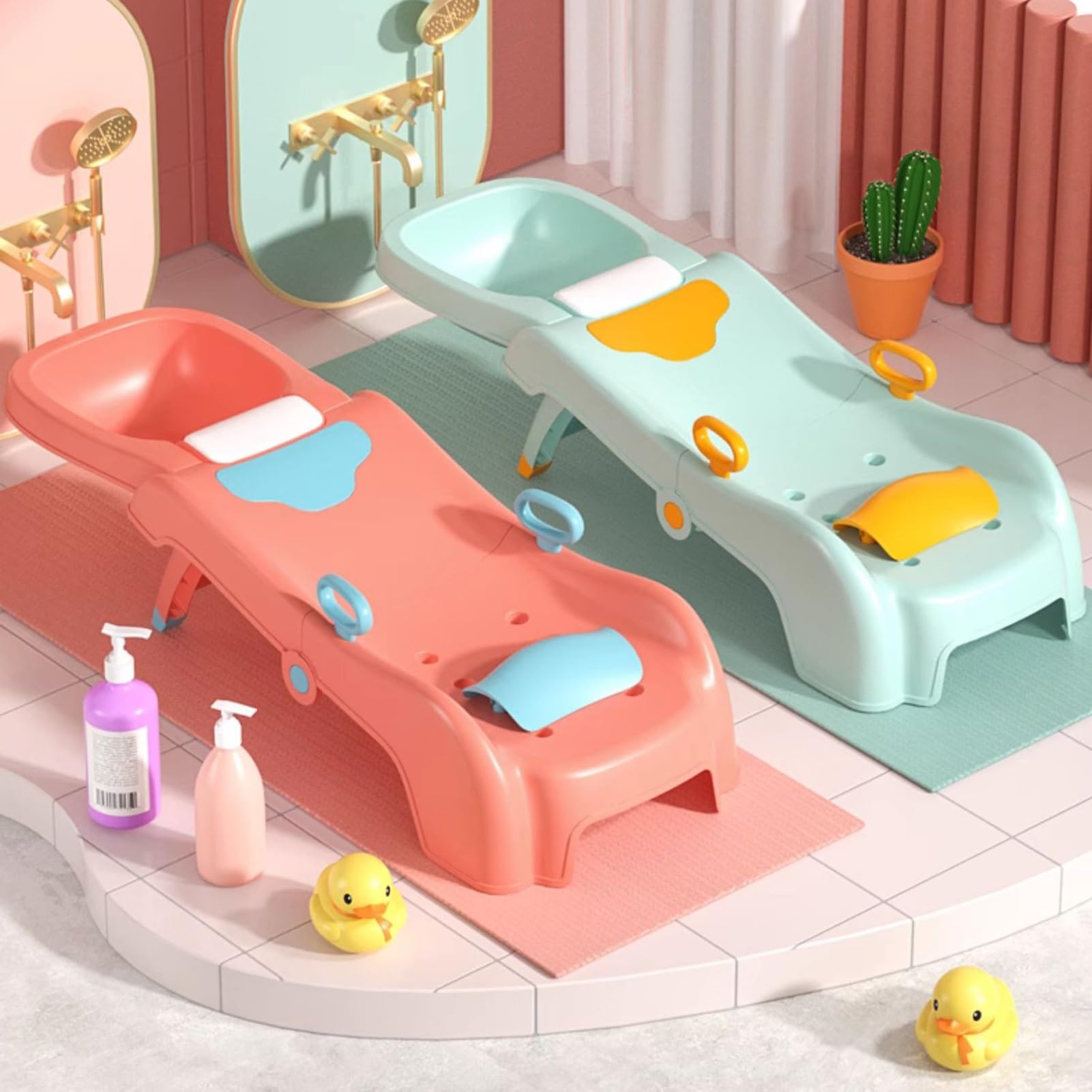 Shampoo-Salon-Sitz, Faltbarer Shampoo-Stuhl, tragbarer Shampoo-Stuhl für den Haushalt, geeignet für Bad und WC kann 60 kg tragen