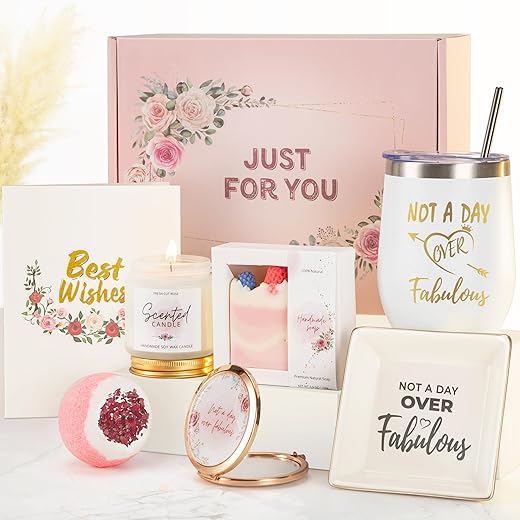 Christmas Gifts for Women with 3D Pop Card, Personalized Rose Relaxing Spa Gift Basket Set for Women Xmas 2023, Unique Birthday Box Ideas for Women, Mom, Sister, Friends, Wife, Coworker