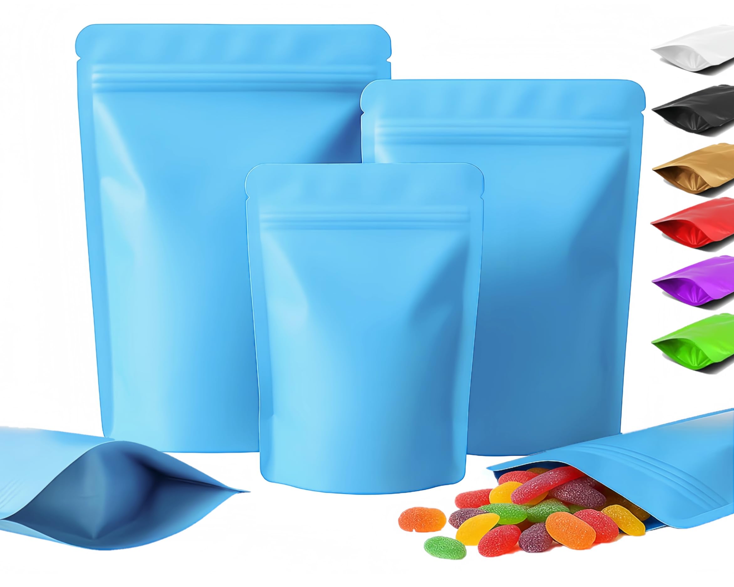 Plaphy 100 Stück Standbodenbeutel Mylar Bags mit Zipp, bunte Druckverschlussbeutel mit Sichtfenster, Aluminiumfolie wiederverschließbare Beutel für Lebensmittel & Verpackungen (Lila, 12 x 20 cm Plaphy 100 Stück Standbodenbeutel Mylar Bags mit Zipp, bunte Druckverschlussbeutel mit Sichtfenster, Aluminiumfolie wiederverschließbare Beutel für Lebensmittel & Verpackungen (Lila, 12 x 20 cm