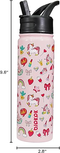 Miniatura 7 de BJPKPK Botella de agua aislada con tapa con pajilla, botellas de agua de metal de acero inoxidable de 22 onzas, botellas de agua reutilizables a