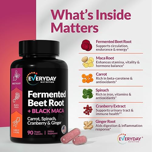 Miniatura 6 de Raíz de remolacha fermentada orgánica, maca negra, zanahoria, espinacas, arándano, jengibre, salud general mejorada para mujeres y hombres,