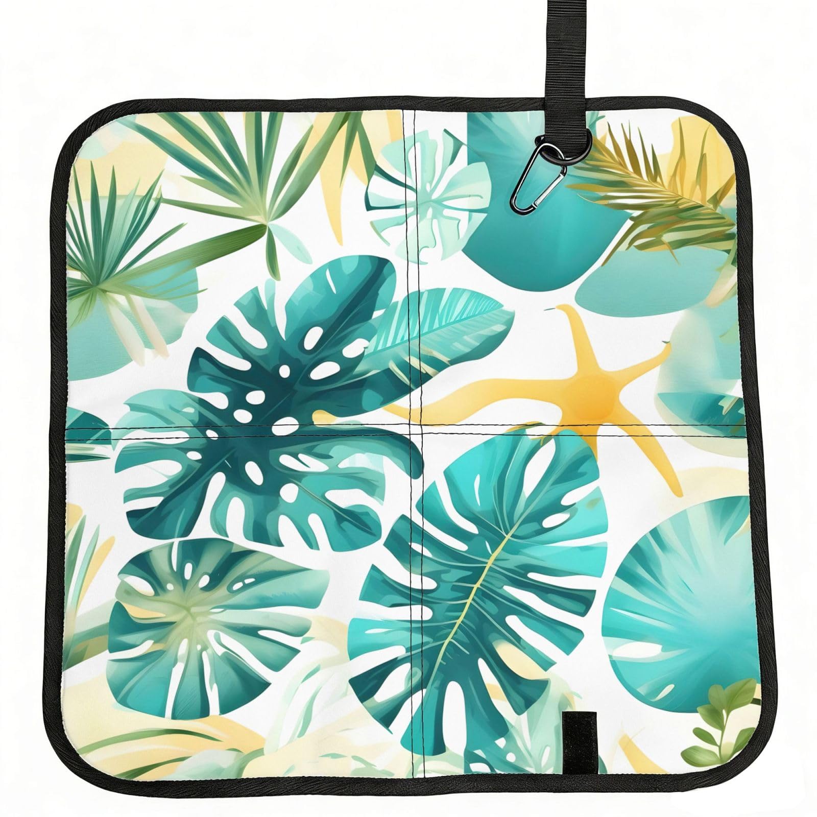 NImongt Tropical Beach Plant Theme Print Portable Chair Pad Foldable Seat Cushion Outdoor Seating Office Picnic Camping