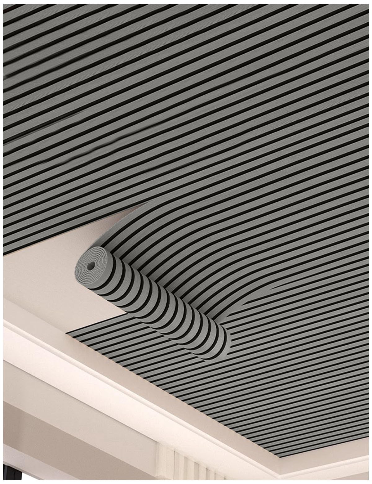Płyty sufitowe samoprzylepne – drewniane panele sufitowe Imperméable et Résistant à l'humidité okładzina sufitowa do wilgotnych pomieszczeń 2,6 mm PCW, panele drewniane ściana (B, W60 cm L5 m)