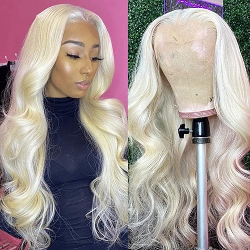 Pelucas de cabello humano rubio 613 con encaje frontal transparente 13 x 4 cabello humano brasileño ondulado encaje frontal prearrancado con cabello