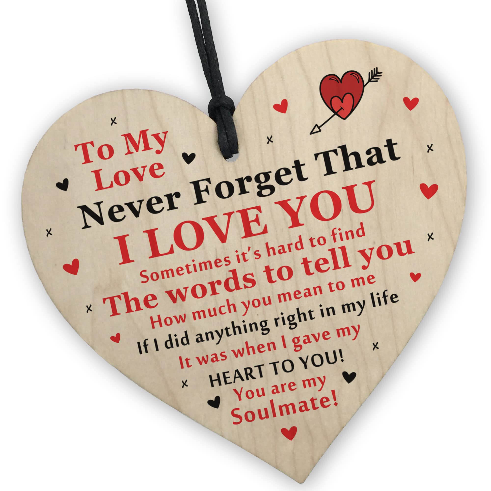 Red Ocean A Gift To Your Soulmate Anniversary Present Gifts For Him Her Wooden Hanging Heart Gift For Boyfriend Girlfriend