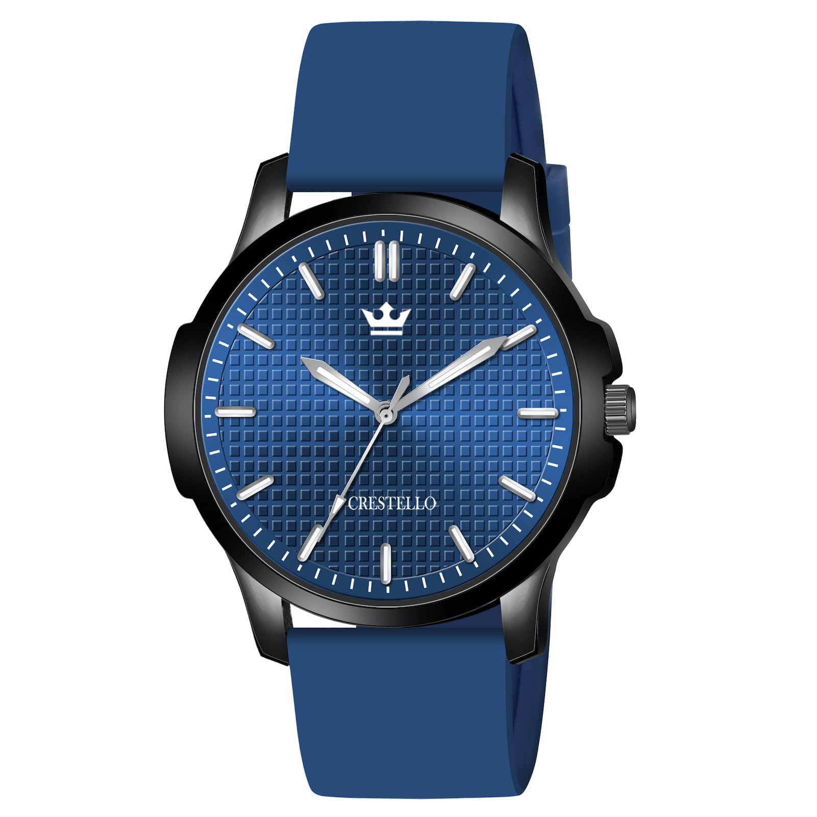 CRESTELLO Blue Silicone Strap Analog Wrist Watch for Men (Blue Dial) | CR-BK033-BLU (B0D31SCSFB) Amazon Price History, Amazon Price Tracker