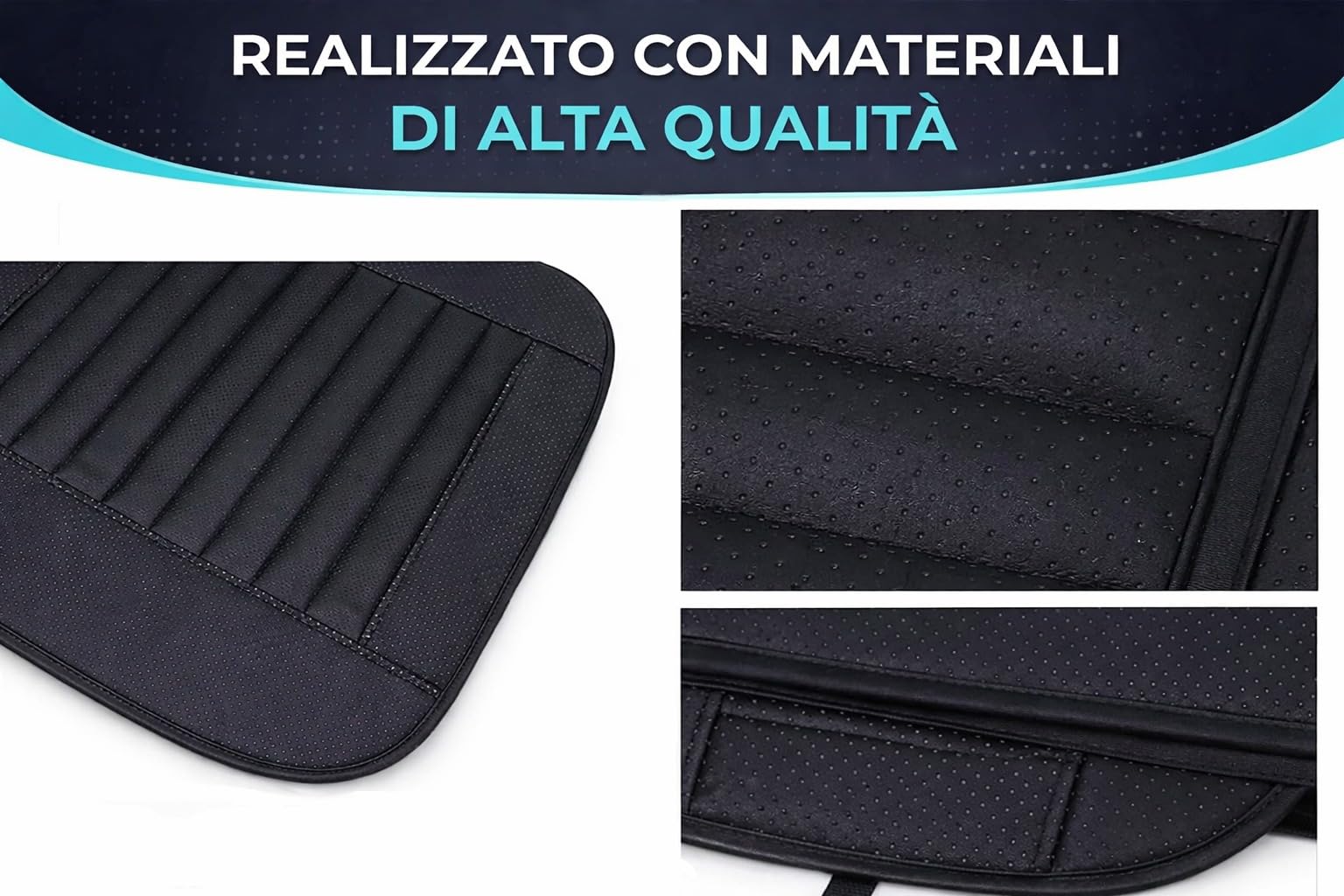 Susy Shop 3pz Coprisedile Universale Auto | Protezione Sedile 2 Anteriore e 1 Posteriore | Protector Comfort Automotive Cuscino Interni (PVC-Nero)
