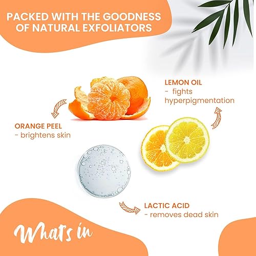 Miniatura 2 de NutriGlow Advanced Organics Exfoliante aclarador de vitamina C para exfoliación, control del acné con piel sensible a la cáscara de naranja, piel