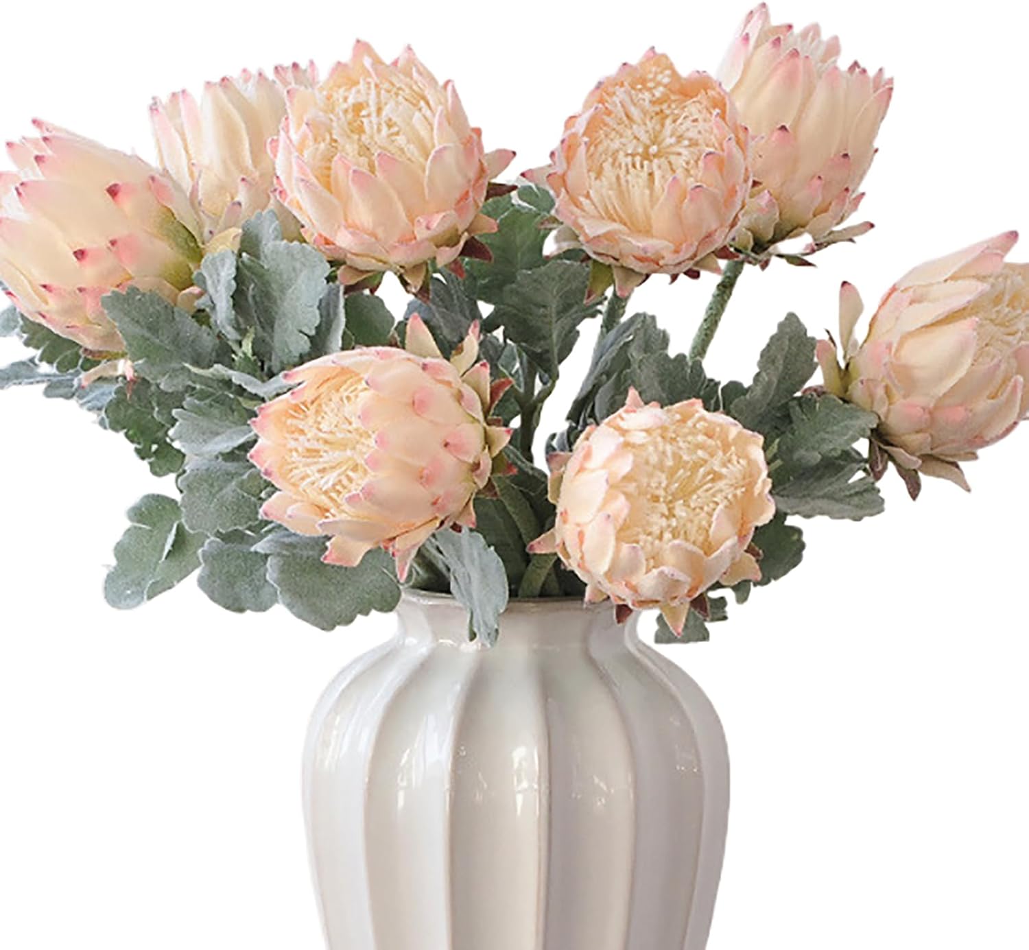 4 Piece Artificial King Protea Flower Tropical Flowers Bouquet Spring Fake Protea Cynaroides Flower Arrangements Silk Flower Bouquet for Wedding Table Centerpiece Decor