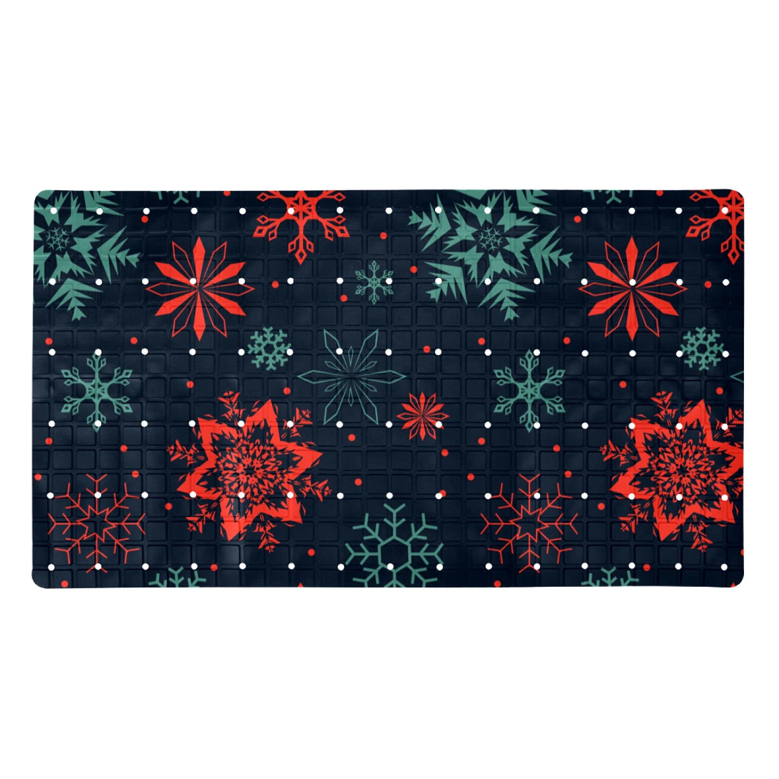 Tapis de bain antibactérien à ventouse puissante flocon de neige de Noël anti-glisse